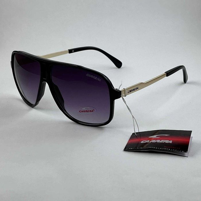 Златни слънчеви очила Carrera Унисекс Правоъгълни Черни UV 400 с калъф