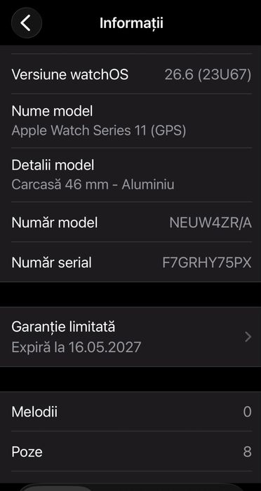 Apple Watch seria 11 Black Aluminium, GPS, EKG, 46mm, nou - Factura