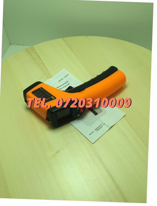 Termometru Industrial Optimus 380 Interval -50 +380 Grade C - Cu Afisaj Luminat , Portocaliu Negru Pentru Utilizare Tehnica Sau Decorativa