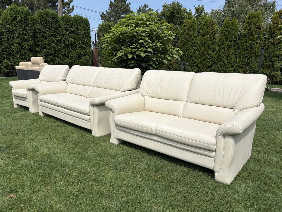Set canapele din piele naturala (una extensibila)