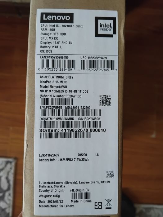 Lenova noutbuk коре 5