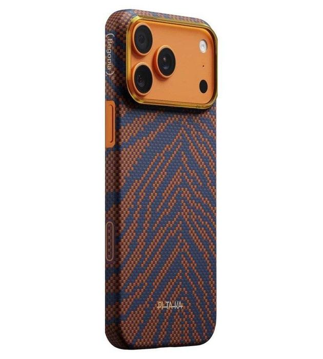 Карбонов Калъф с MagSafe Pitaka Edge Breath of Veins за iPhone 17 Pro/Max – Burning Orange