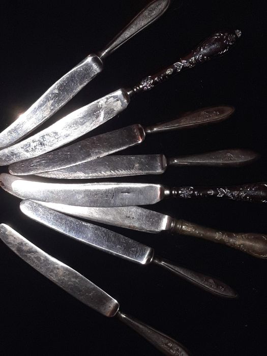 Винтаж мельхиор и нерж ножи столовые