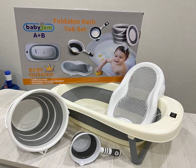 Новая складная ванночка BabyJem + горка для купания