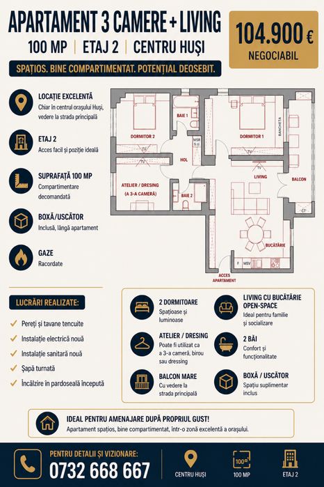 Vand apartament Husi