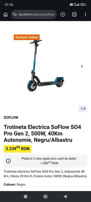 Trotineta electrica SoFlow S04 Pro Gen 2 noua