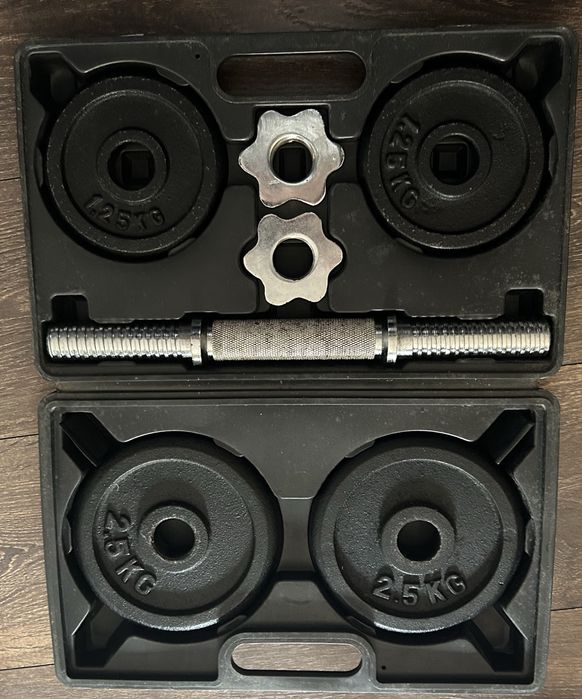 Комлект дъмбел с тежести и куфар