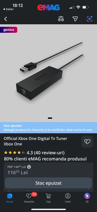Xbox One Digital TV Tuner Model 1611