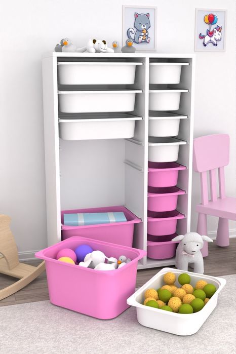 Органайзер, Етажерка за играчки, Мултифункционален шкаф с 14 кошници