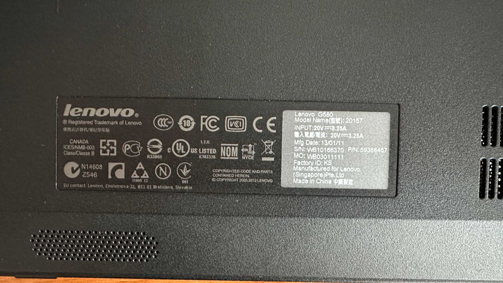 Laptop Lenovo G580