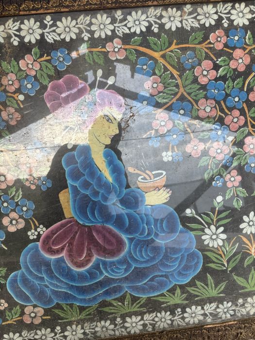 Tablou mare cusut manual dimensiuni 187/83 cm , cu rama si geam