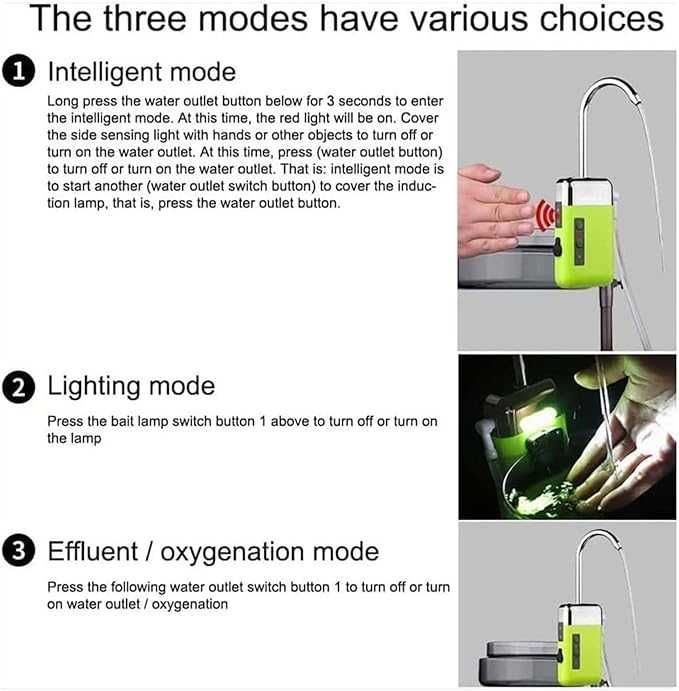 Помпа за Жива Стръв или Чешма с Зарядна батерия 3 В 1