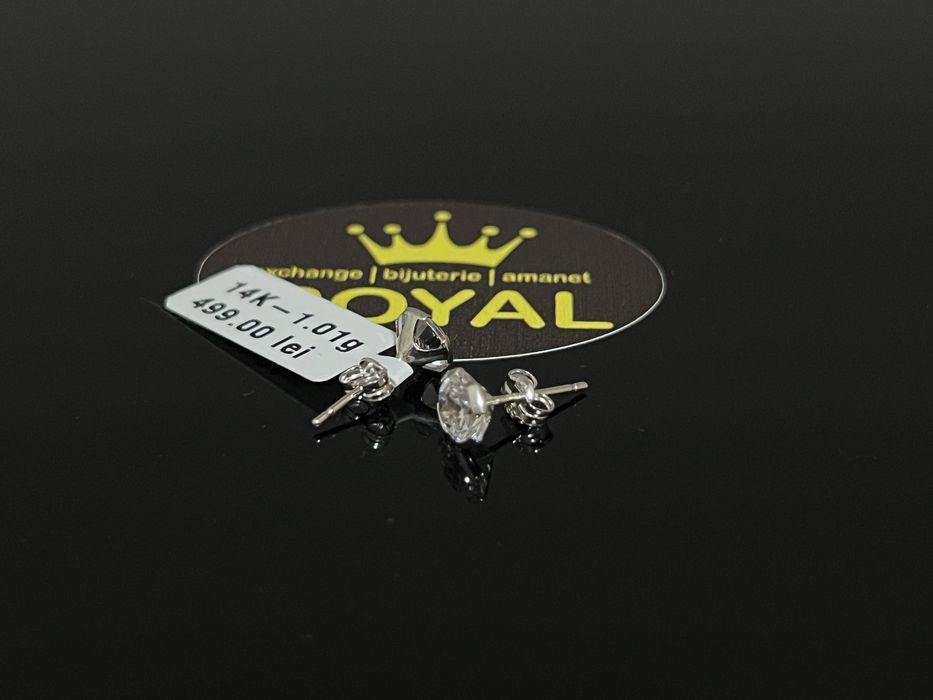 Bijuteria Royal CB : Cercei dama aur nou  alb 14k 1,01gr
