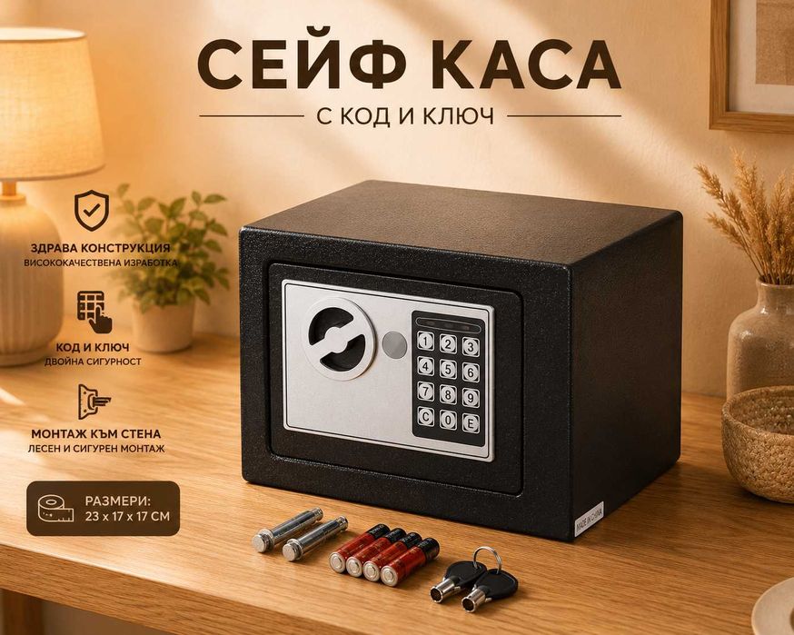 СЕЙФ / КАСА с код и ключ - 2 модела