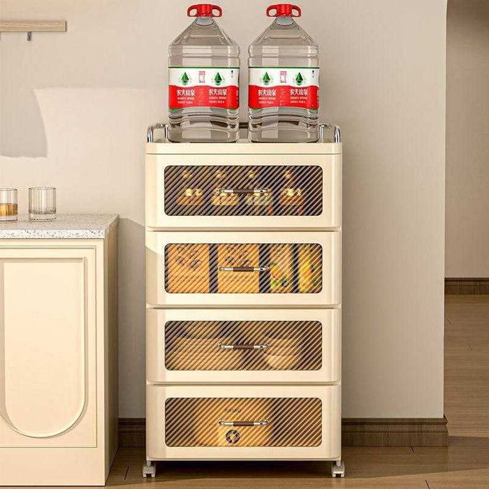 Пластиковая прикроватная тумба c  ящиками передвижная на колесиках