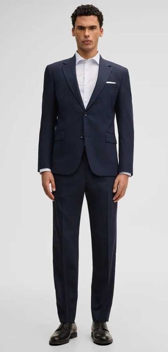 Costum slim fit 48 M premium STRELLSON lana respirabila albastru royal