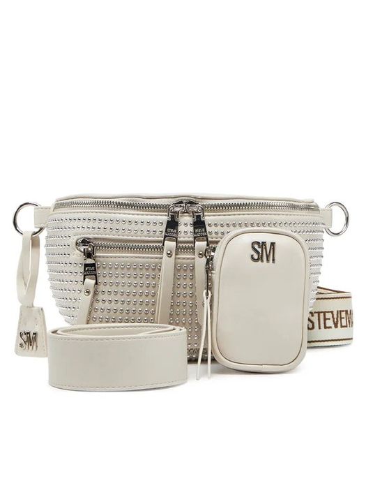 Оригинална дамска чанта Steve Madden - Крем с нитове