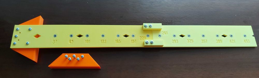 Sablon mobila glisiere sertare pe role bile tandem 14 gauri max. 453mm