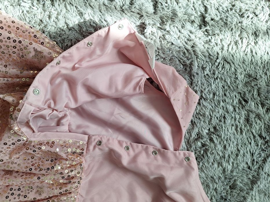 Rochie roz cu paiete printesa ocazie/nunta H&M, 8- 9 ani sau 134 cm