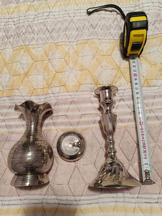 Продавам български никелиран месингов комплект от 3 части