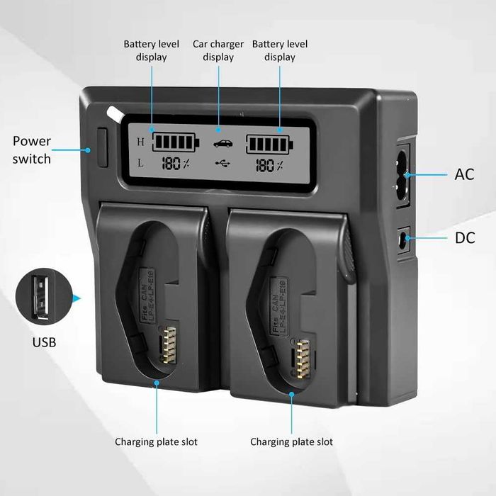 Двойно зарядно LC-E4 за батерии LP-E4 / LP-E4N / LP-E19