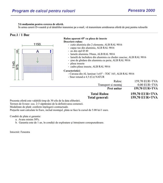 Geam termopan Rehau sticla silent + rulou