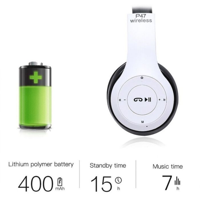 Безжични Bluetooth слушалки P47, Bluetooth 4.2+EDR, Вграден микрофон, MicroSD слот, MP3 плеър
