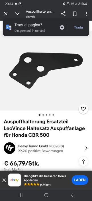Suport de evacuare (tobă) Honda CBR 500