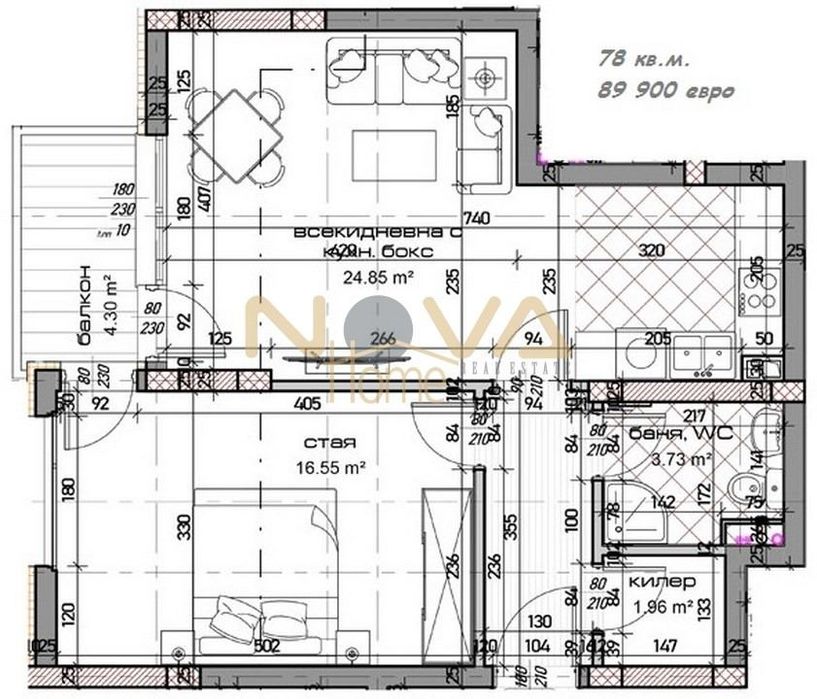 Продава се Двустаен апартамент в Варна, Младост 1 - 69 кв.м за 798 €/кв.м - Снимка #9
