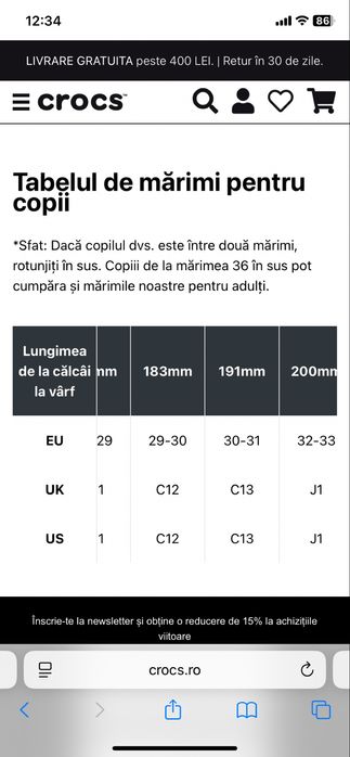 Papuci pentru copii Crocs marimea C12-13 (30/31)