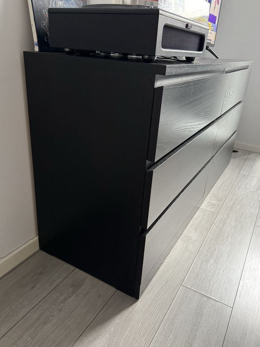 Comoda 6 sertare Negru/Maro 160x78