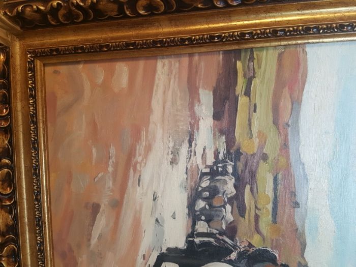 Reproducere după celebra pictură "Car cu boi" de Nicolae Grigorescu