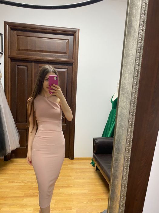 Rochie midi, bej