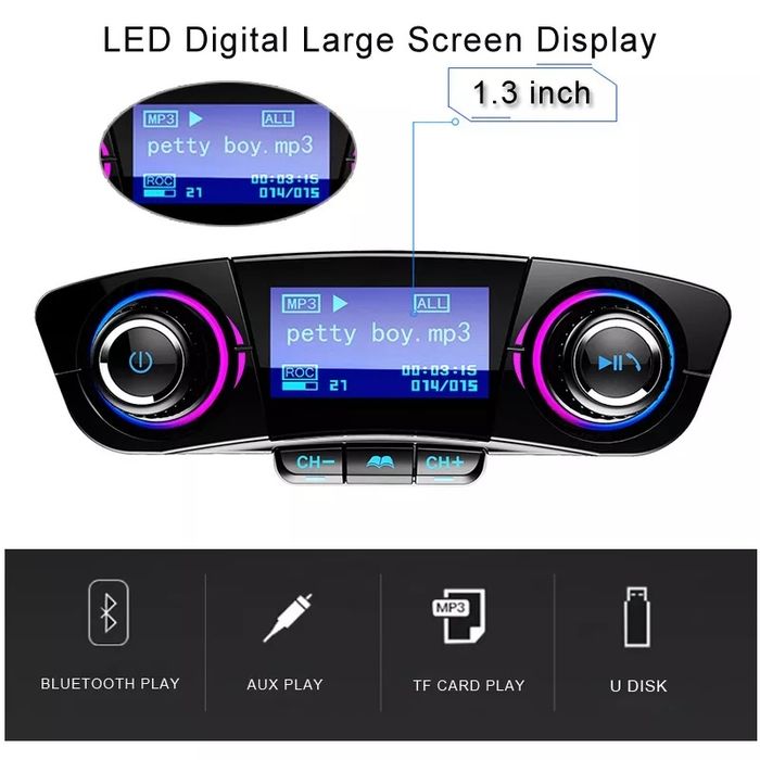 Modulator FM auto bluetooth LED