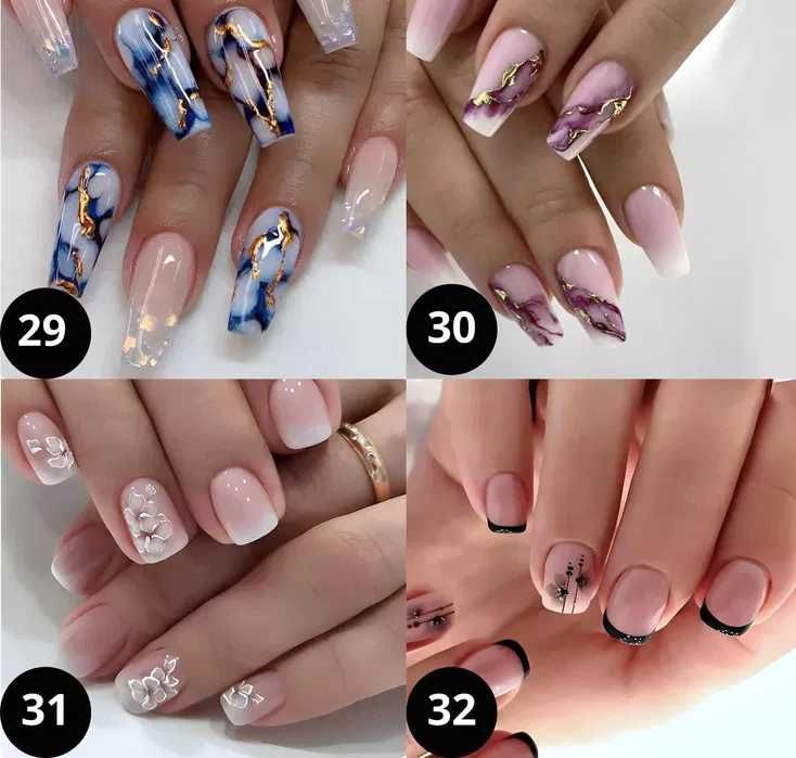 Самозалепващи изкуствени нокти 24 бр. + лепило