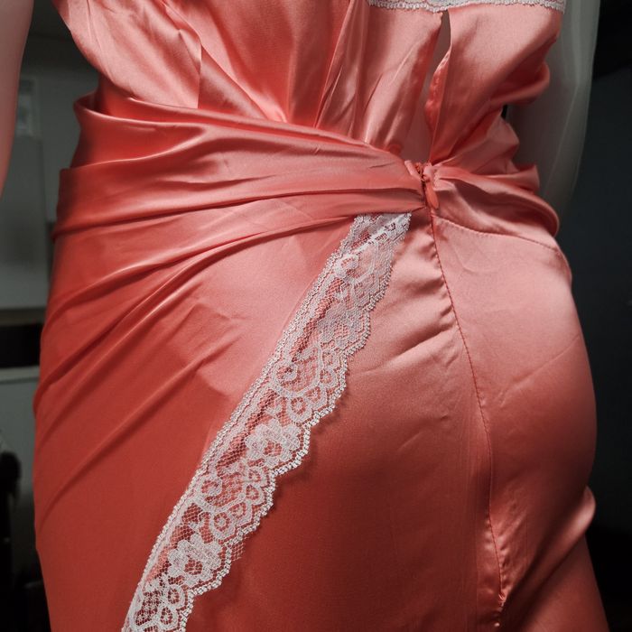 Rochie de ocazie, Midi, Cocktail, Dama, Dantela, Asimetrica, Satin, Re