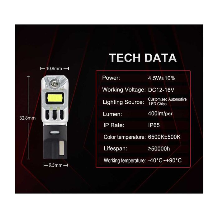 LED Диодни крушки за габарит - Т10 W5W, Full CANBUS.