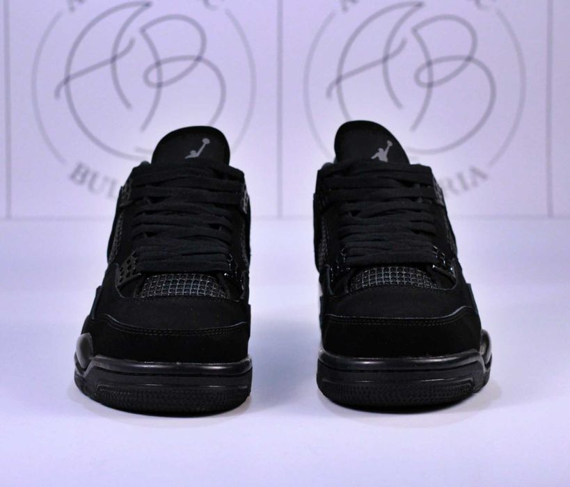 Nike Air Jordan Retro 4 Black Cat Ama Manierre Black Canvas Black Oreo