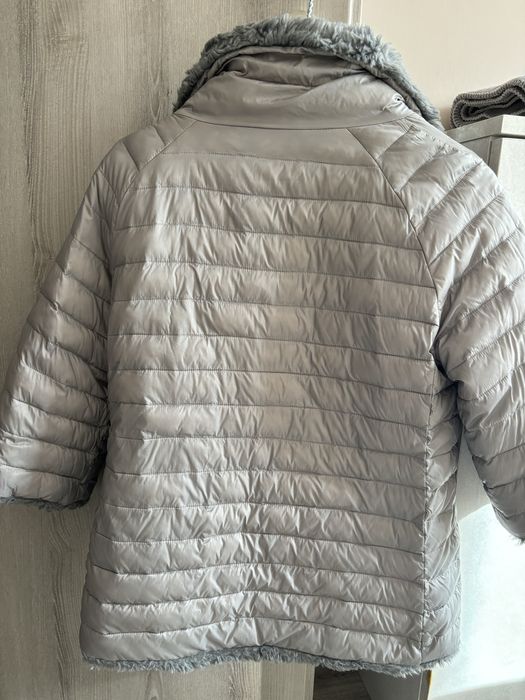 Сиво пухено двулицево яке