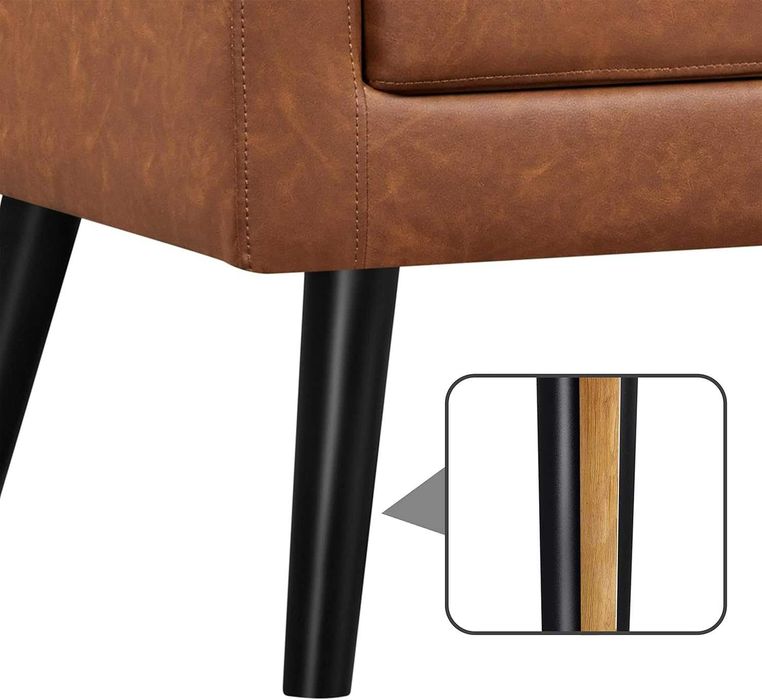 Fotoliu living piele ecologica, picioare din lemn |S 614138 Retro Brow