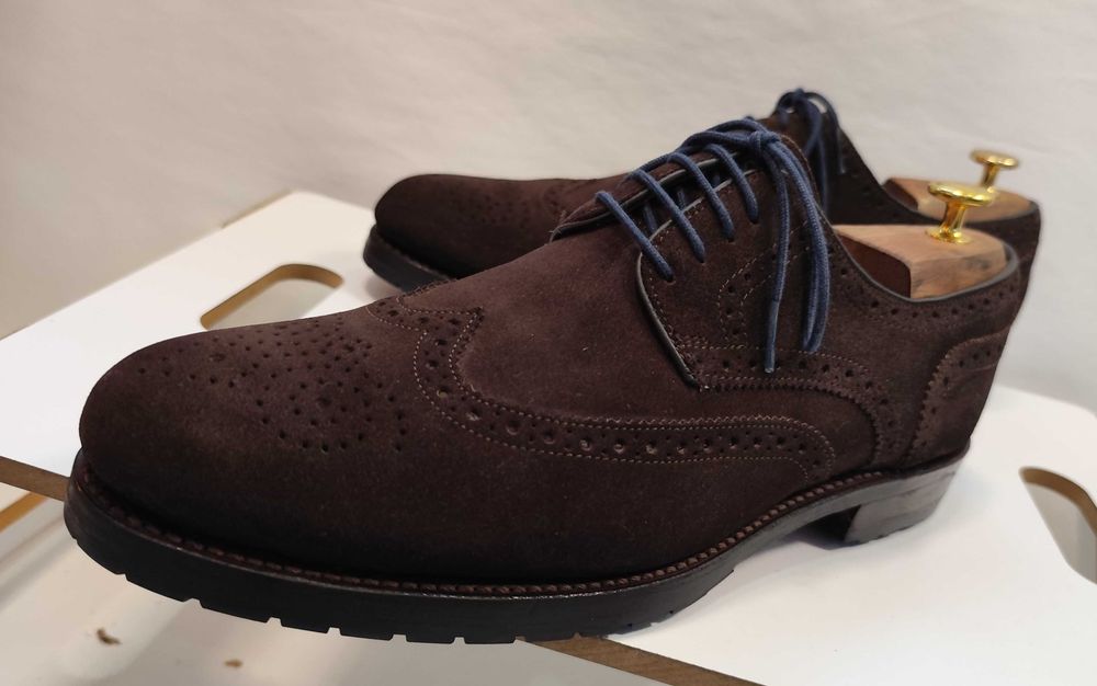 Pantofi derby brogue 43 43.5 premium Wellensteyn piele naturala maro