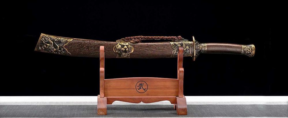 Jian Традиционен остър китайски меч с дървена кания и кутия с резета