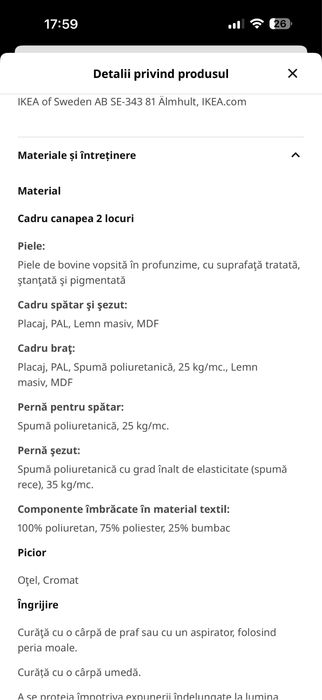 canapea piele 2 locuri