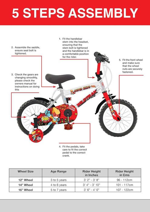 Wildtrak - Bicicletă de 14 inci pentru copii 3-5 ani cu roți stabilizatoare
