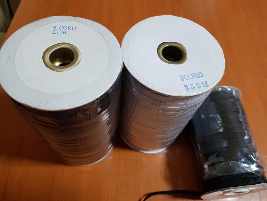 Elastic alb si negru la 100m si la 250m, lat de 0,60 cm