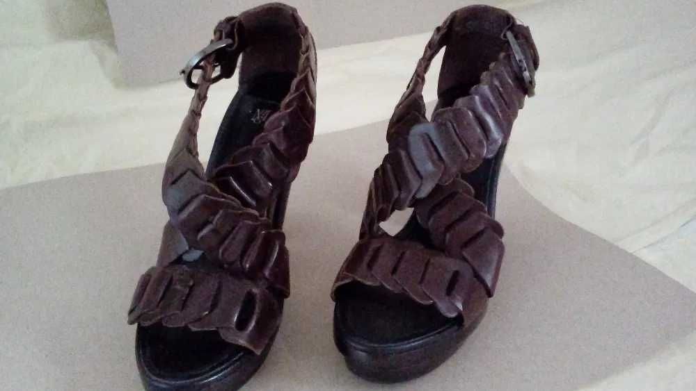 sandale Mango, piele, noi, 37