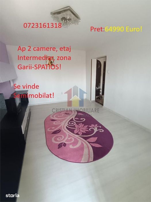 SPATIOS!  LIBER!! Ap 2 Camere, etaj Intermediar in bloc cu Lift-58 mp