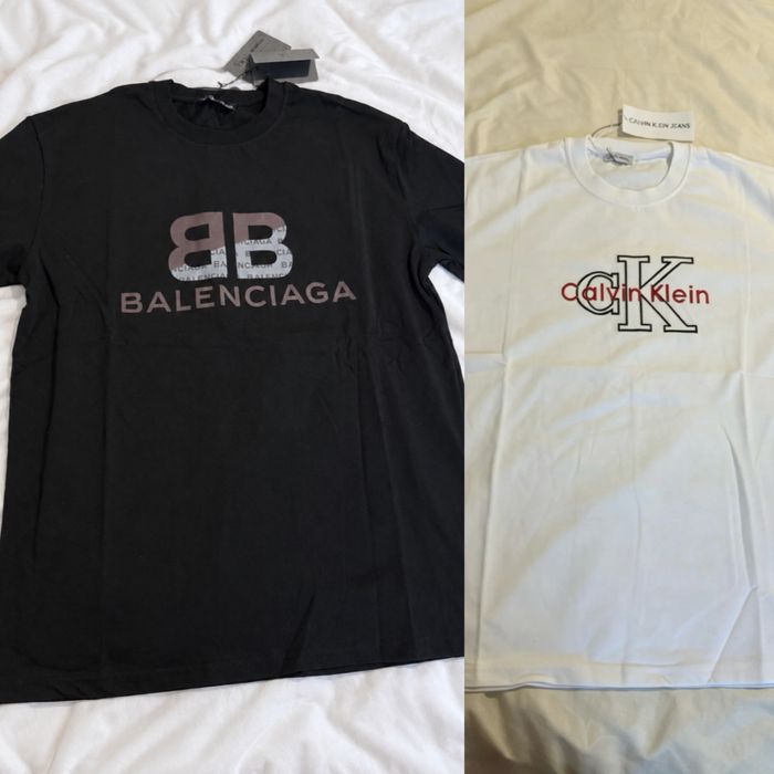 Pachet 2 Tricouri Noi cu Etichetă - Balenciaga (Negru) & Calvin Klein (Alb)