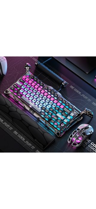 Tastatura Mecanica GravaStar Mercury V75 Pro, Gaming, ANSI US, USB-C cu fir, Switch Magnetic, Cyberpunk