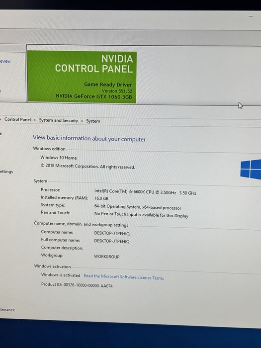 Calculator/pc Gaming• i5-6600K• 16Gb ram DDR4• GTX 1060